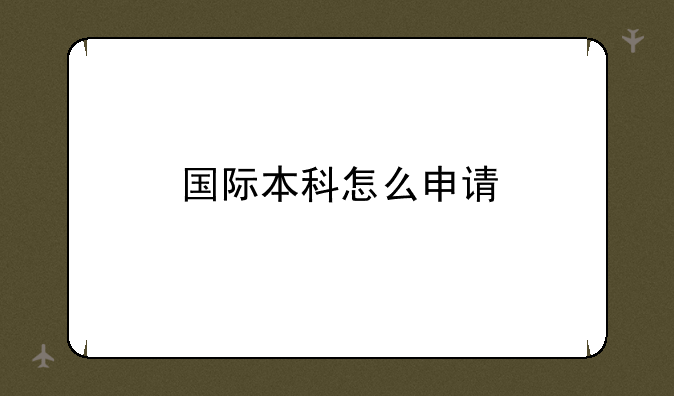 国际本科怎么申请
