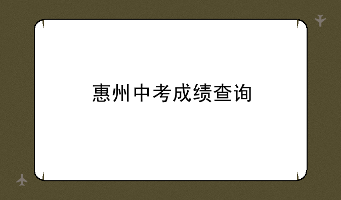 惠州中考成绩查询