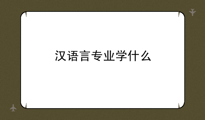 汉语言专业学什么