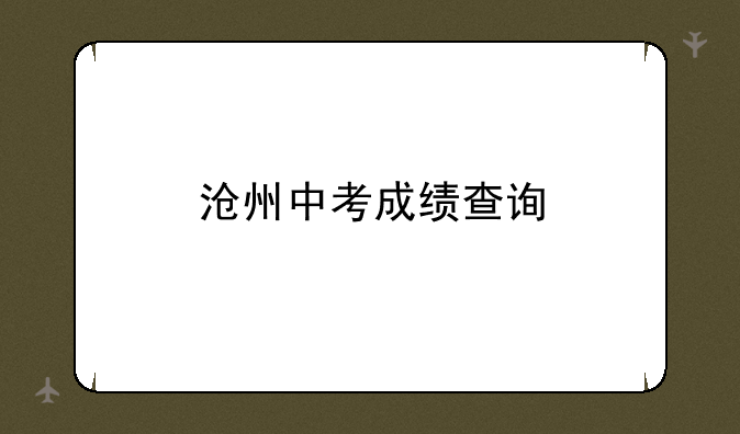 沧州中考成绩查询