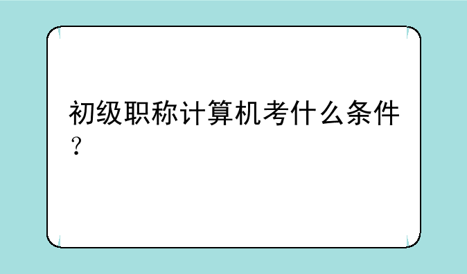 初级职称计算机考什么条件？