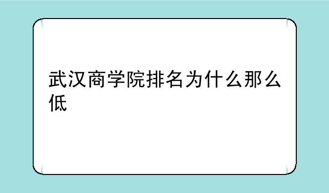 武汉商学院排名为什么那么低