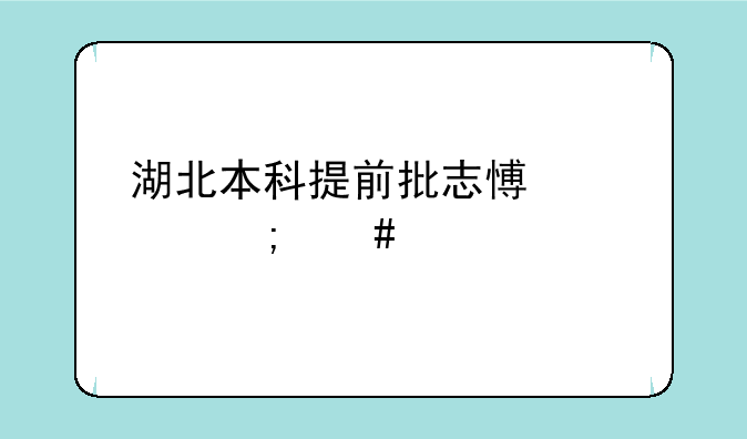 湖北本科提前批志愿表怎么填