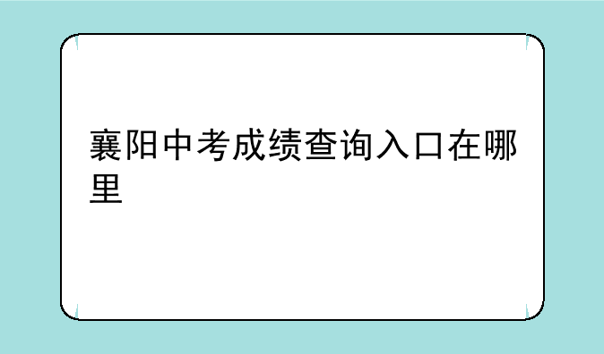 襄阳中考成绩查询入口在哪里