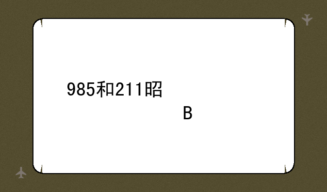 985和211是一个档次吗