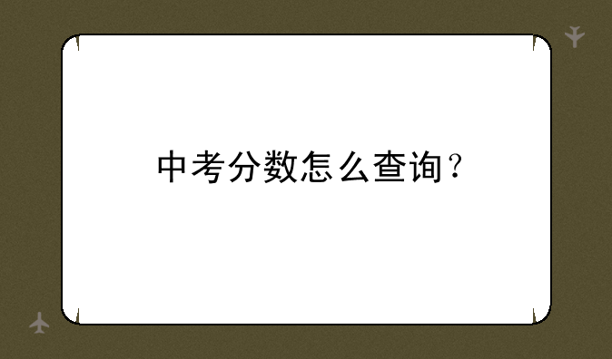 中考分数怎么查询？