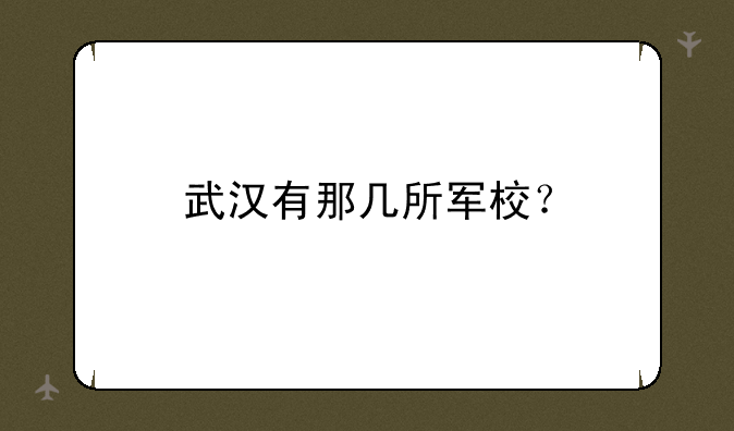 武汉有那几所军校？