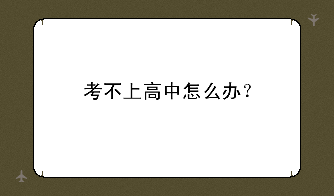 考不上高中怎么办？