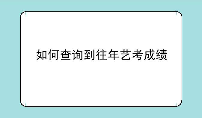 如何查询到往年艺考成绩