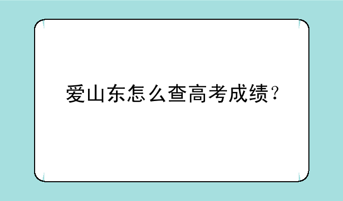 爱山东怎么查高考成绩？