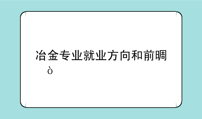 冶金专业就业方向和前景？