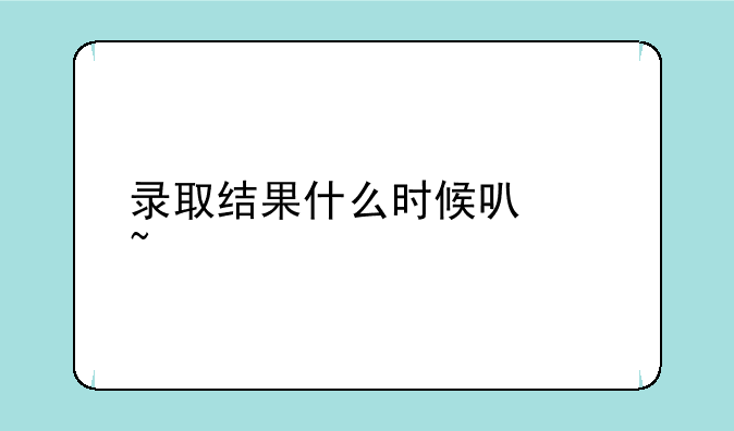 录取结果什么时候可以查询