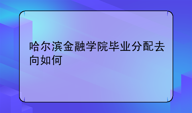 哈尔滨金融学院毕业分配去向如何