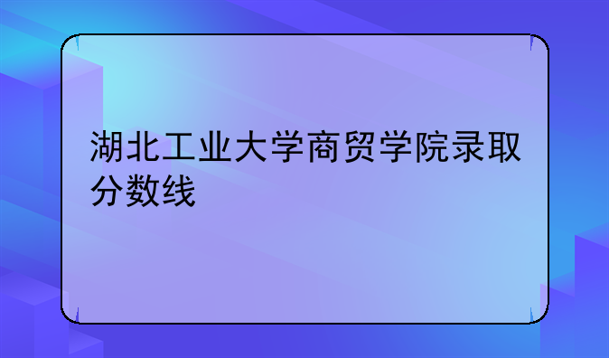 湖北工业大学商贸学院录取分数线