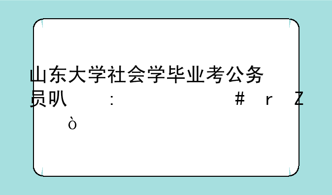 山东大学社会学毕业考公务员可去什么地方？