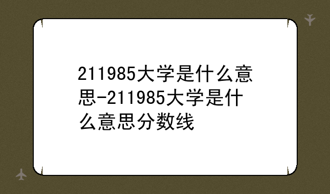 211985大学是什么意思-211985大学是什么意思分数线