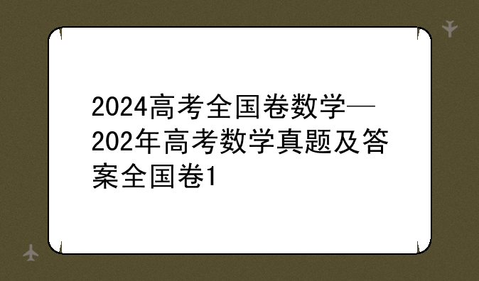 2024高考全国卷数学—202年高考数学真题及答案全国卷1