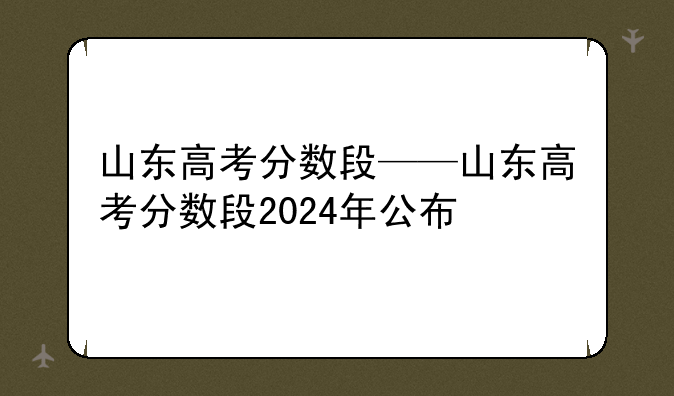 山东高考分数段——山东高考分数段2024年公布