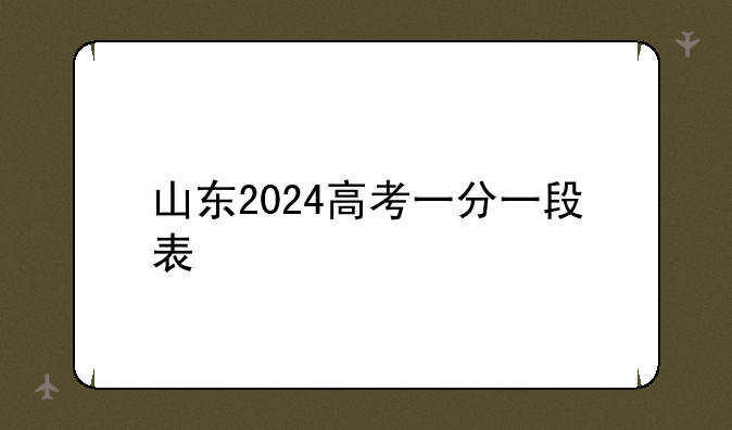 山东2024高考一分一段表