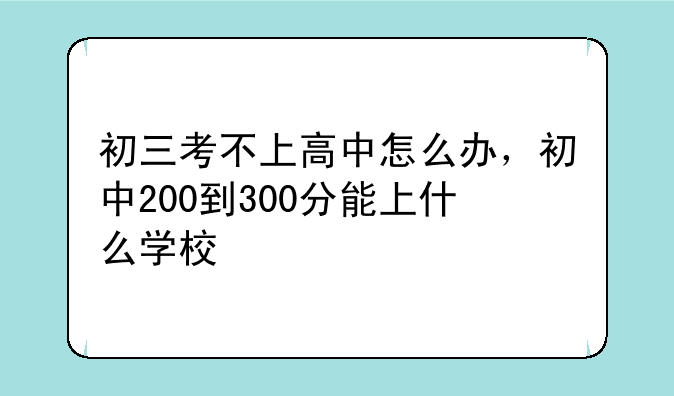 初三考不上高中怎么办，初中200到300分能上什么学校